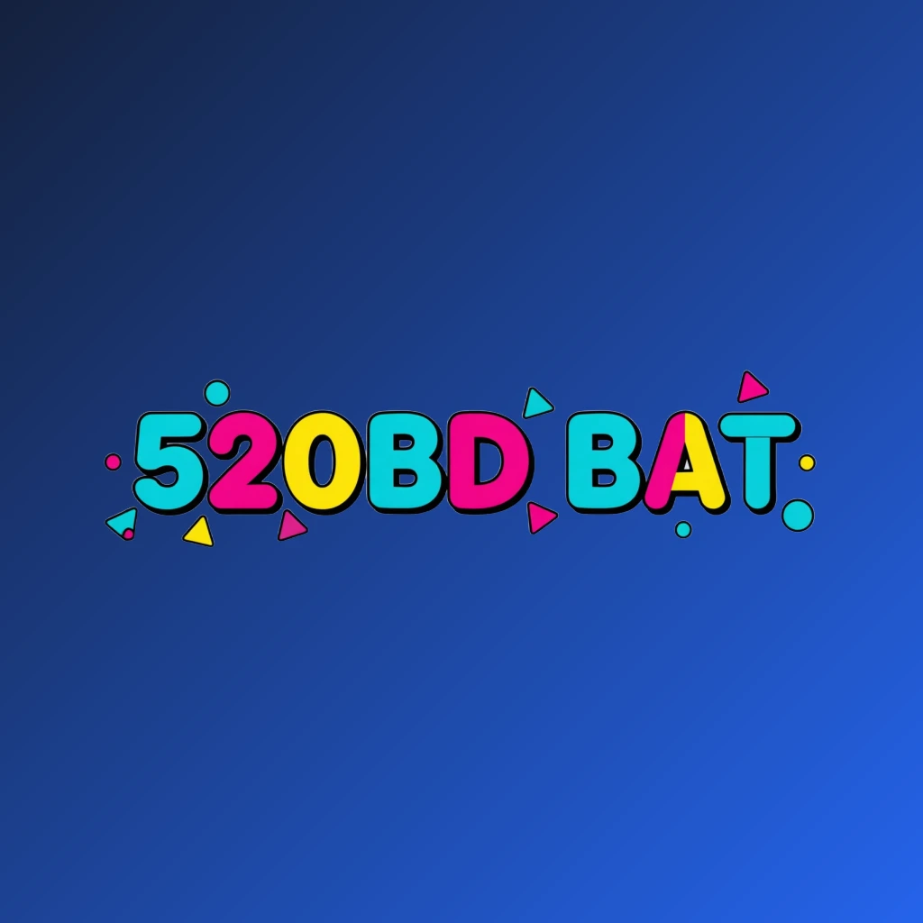 Modern entertainment logo for 520BD BAT featuring bold rounded text in vibrant cyan, magenta, and yellow with playful geometric accents on a transparent background